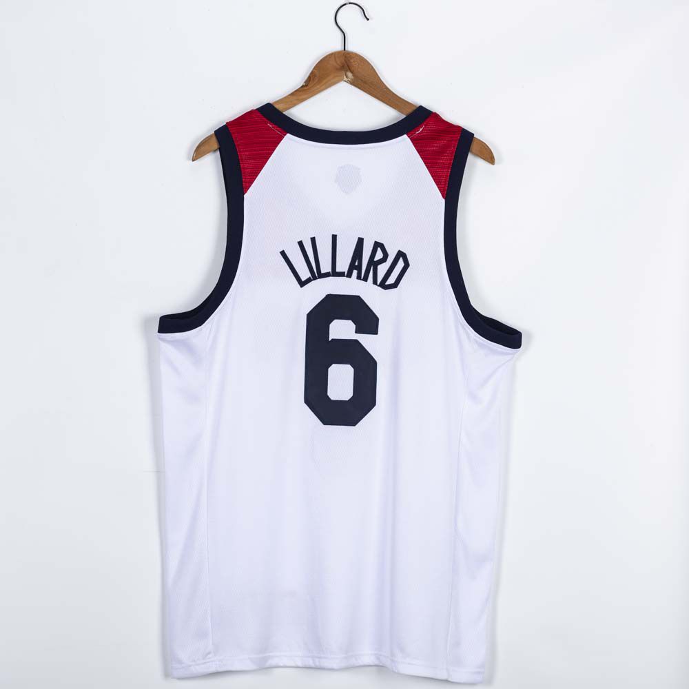 2021 Olympic USA #6 Lillard White Nike NBA Jerseys